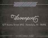Custom Address Stamp - Wood Handle - Script Calligraphy - wedding personal housewarming gift - 1020