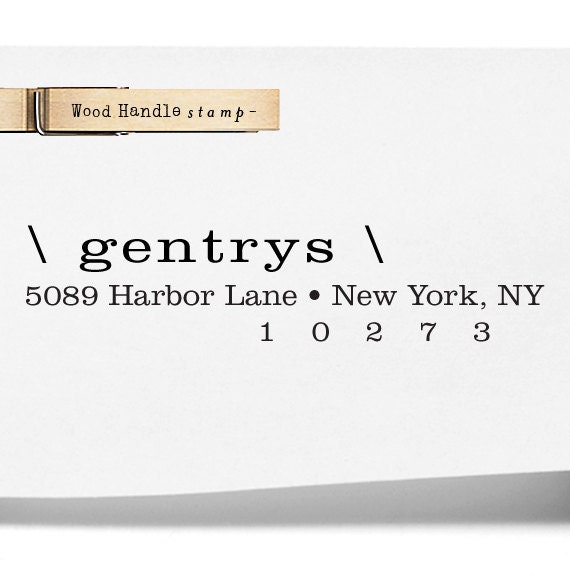 Custom Rubber Address Stamp - Wooden Handle - cute wedding housewarming gift - s0039