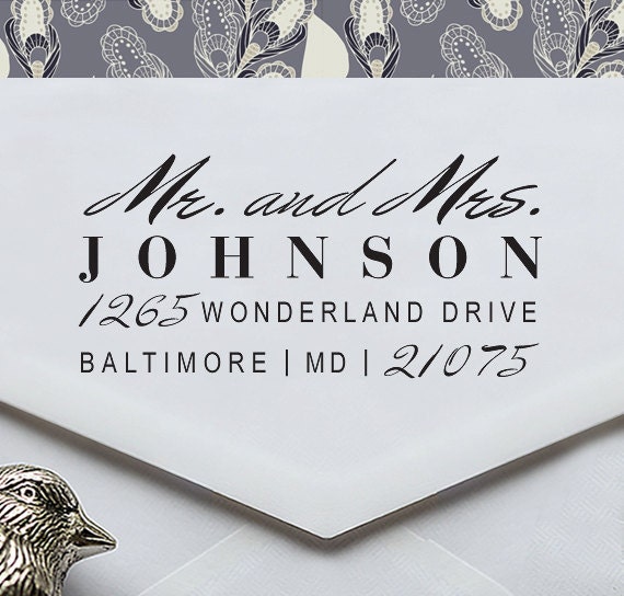 Save The Date Custom Family Rubber Return Address Stamp - Eco Friendly Mount - cute wedding or housewarming gift - ea1047