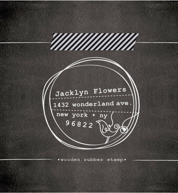 Custom Wood Handle Rubber Address Stamp - Bird - Cute wedding or housewarming gift - a1039