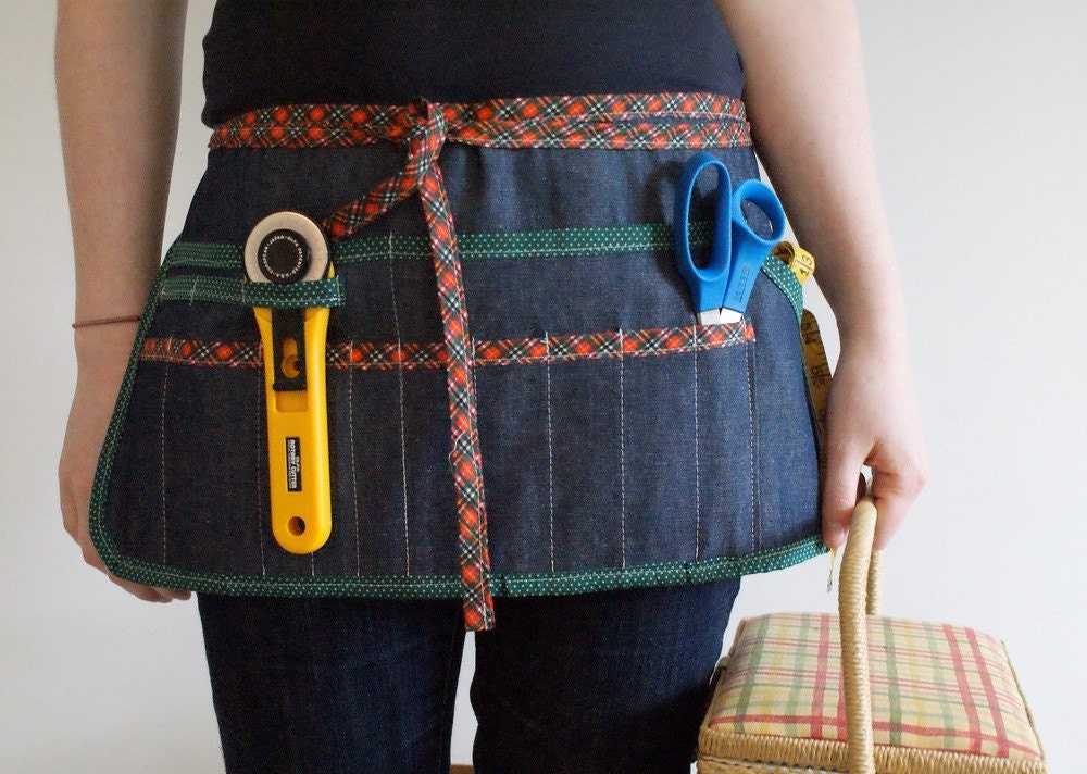 Utility Apron - Green & Red Plaid