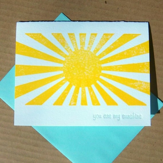 You are my Sunshine letterpress note card