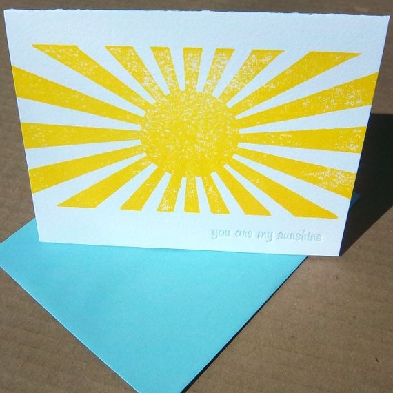 You are my Sunshine letterpress note card
