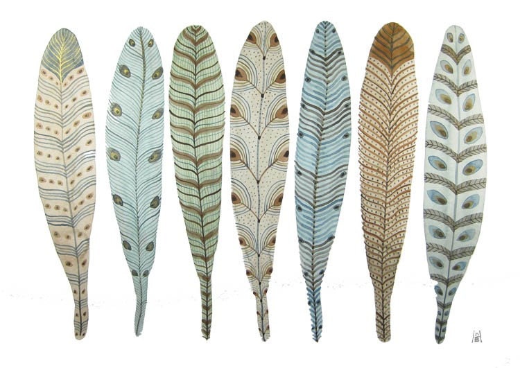 Fanciful Feather Collection No. 1 original watercolor painting