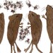 Curious Nature III field mice and flies original watercolor painting