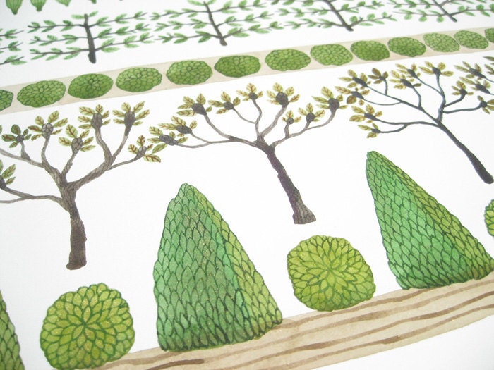 RESERVED for Nancy Allée of Trees large original watercolor painting