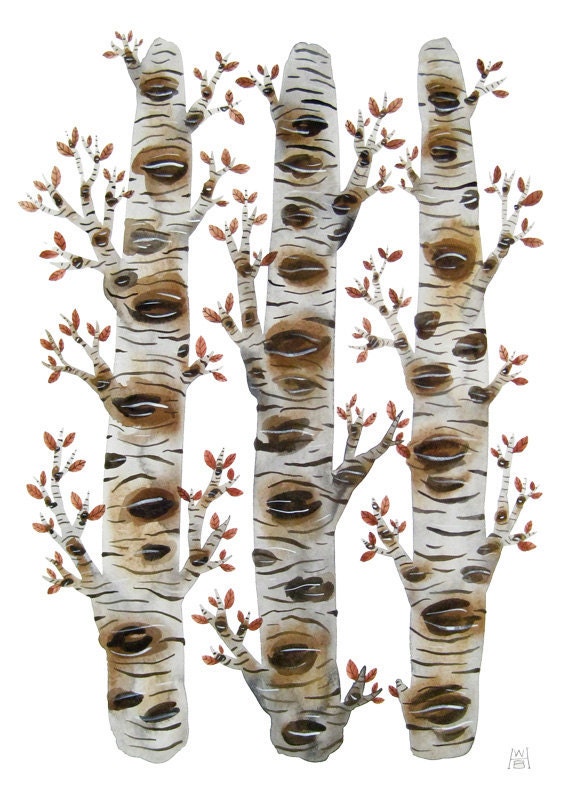 Birch Forest No. 2 large original watercolor painting
