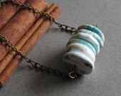 Turquoise and White Magnesite Disk Necklace