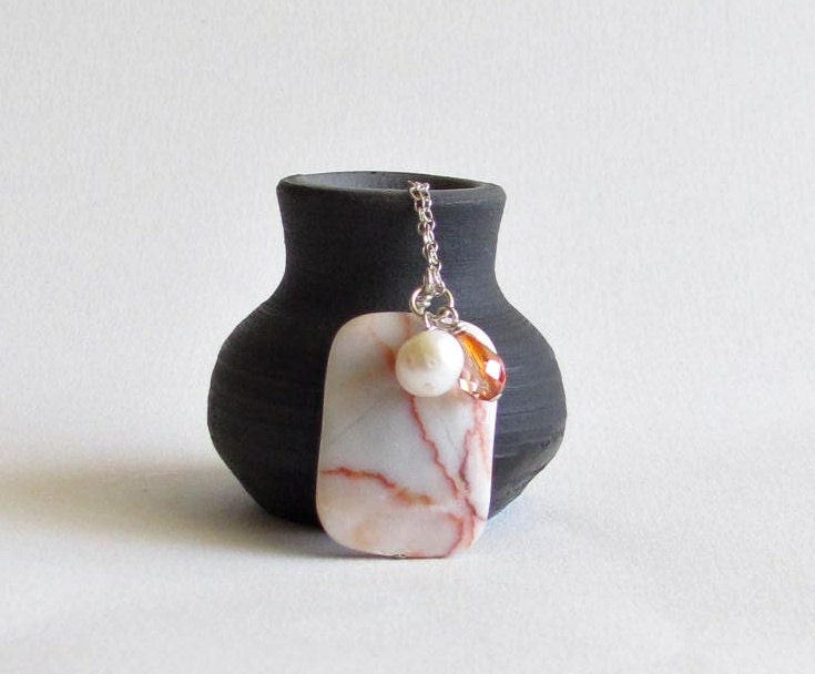 Nectarine Pendant Necklace - Red Picasso Jasper