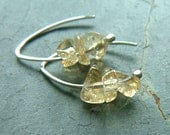 Small Silver Hoop Earrings Citrine Open Hoops raw citrine November birthstone jewelry