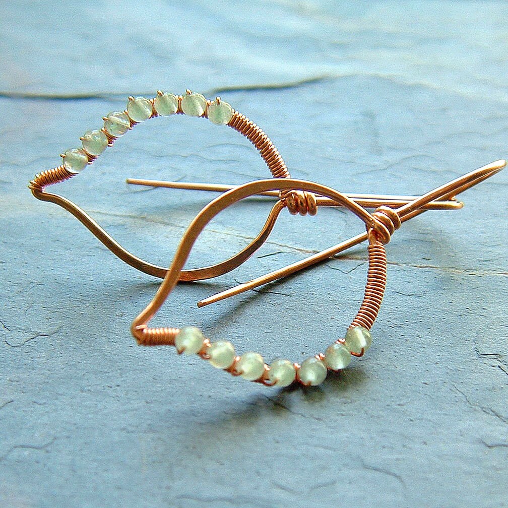 Leaf Earrings Leaf Hoops Wire Wrapped Copper Leaf by ArtistiKat