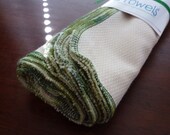 13 ORGANIC Bird-E Towels - variegated green - eco friendly paper towel alternative - unbleached cotton - unpaper - paperless towel