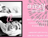 Pink and Gray Birth Announcement