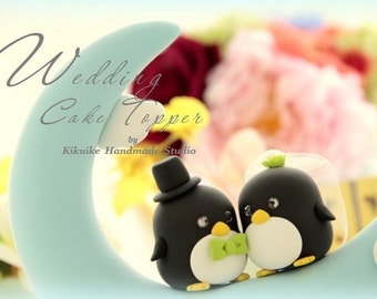 LOVE ANGELS Wedding Cake Topper-love penguin with Moon
