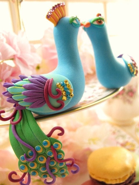 LOVE ANGELS Wedding Cake Topper-love peacock with stump