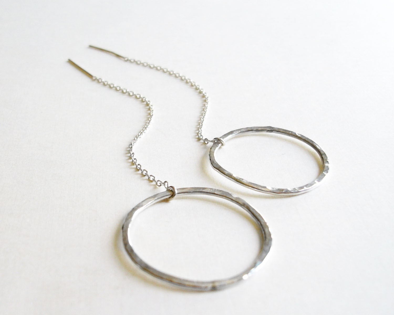 Items similar to sterling silver hoop ear threader earrings on Etsy