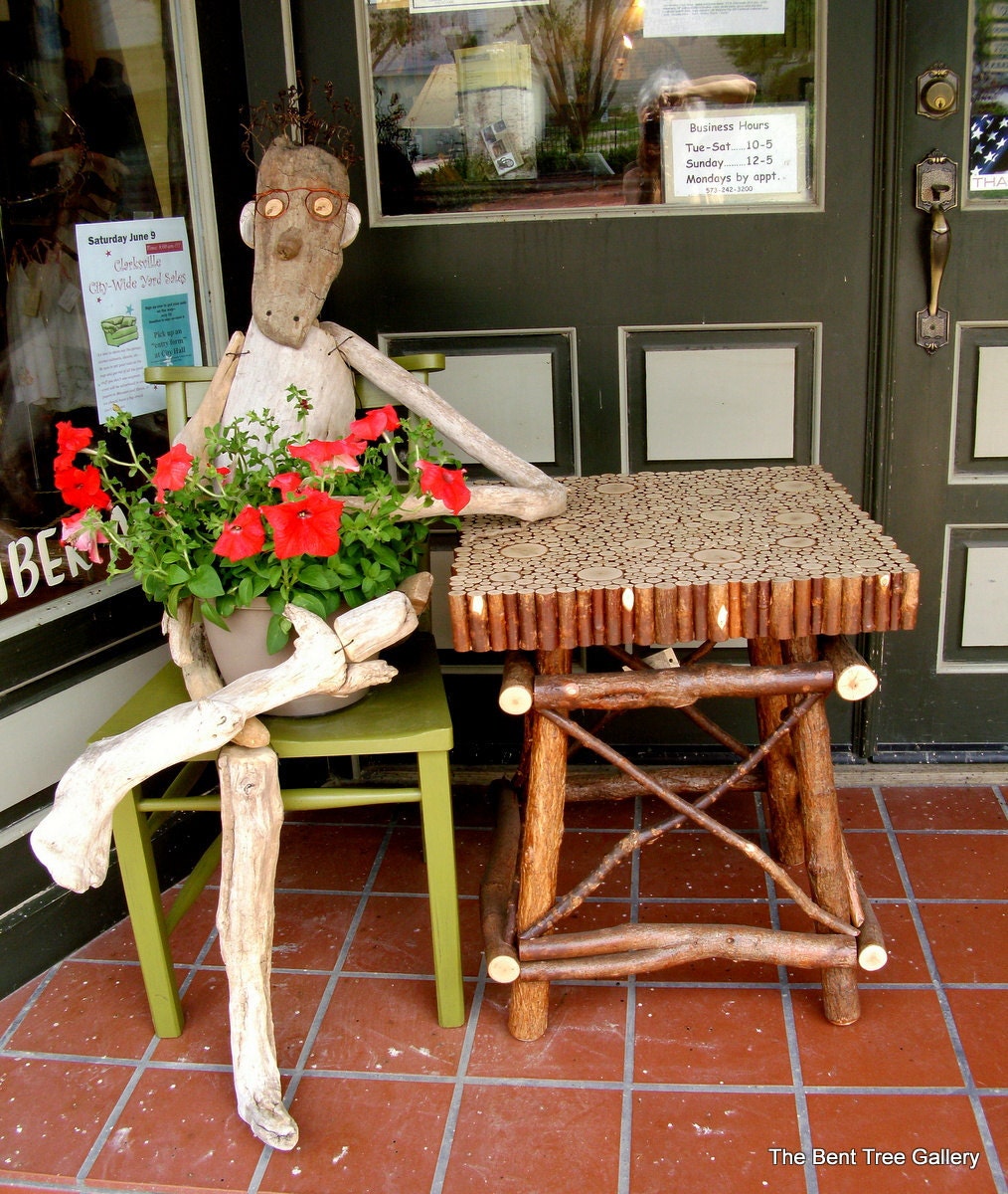 Rustic End Table with Oyster Top