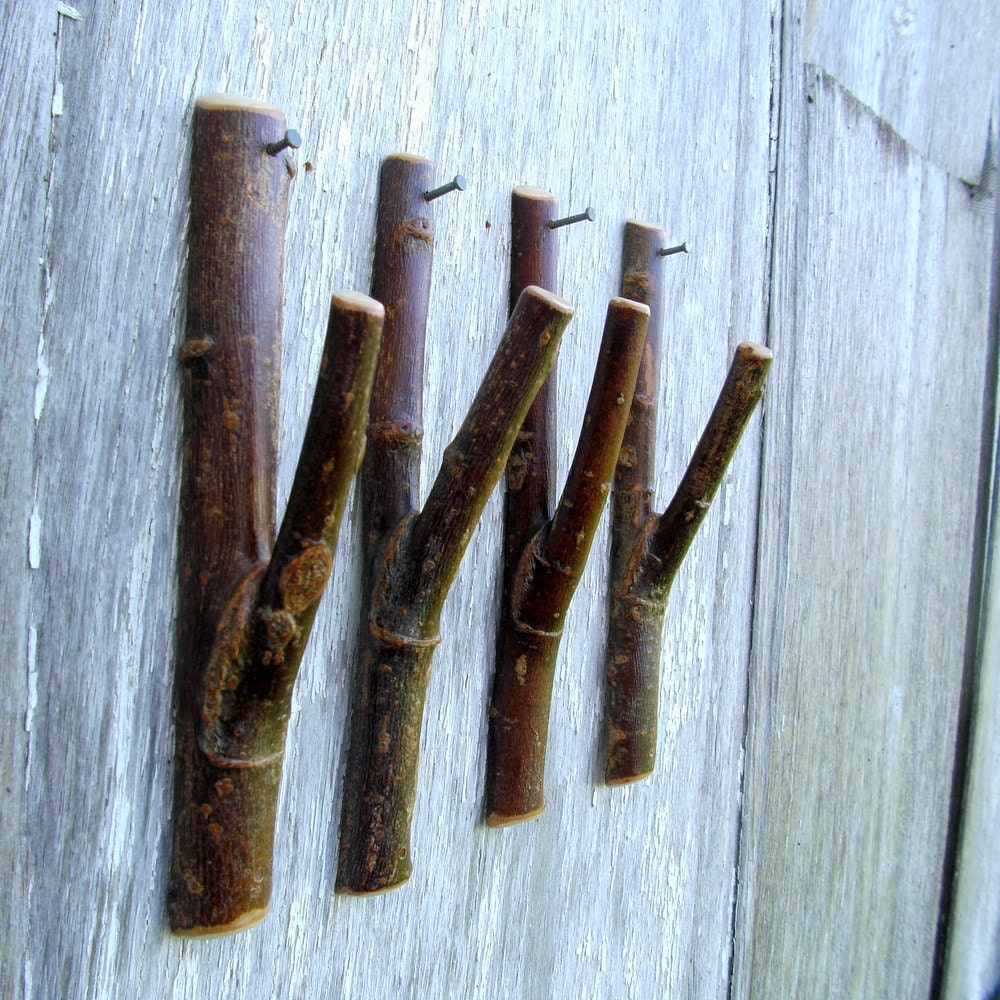 4 Rustic Wall Hooks