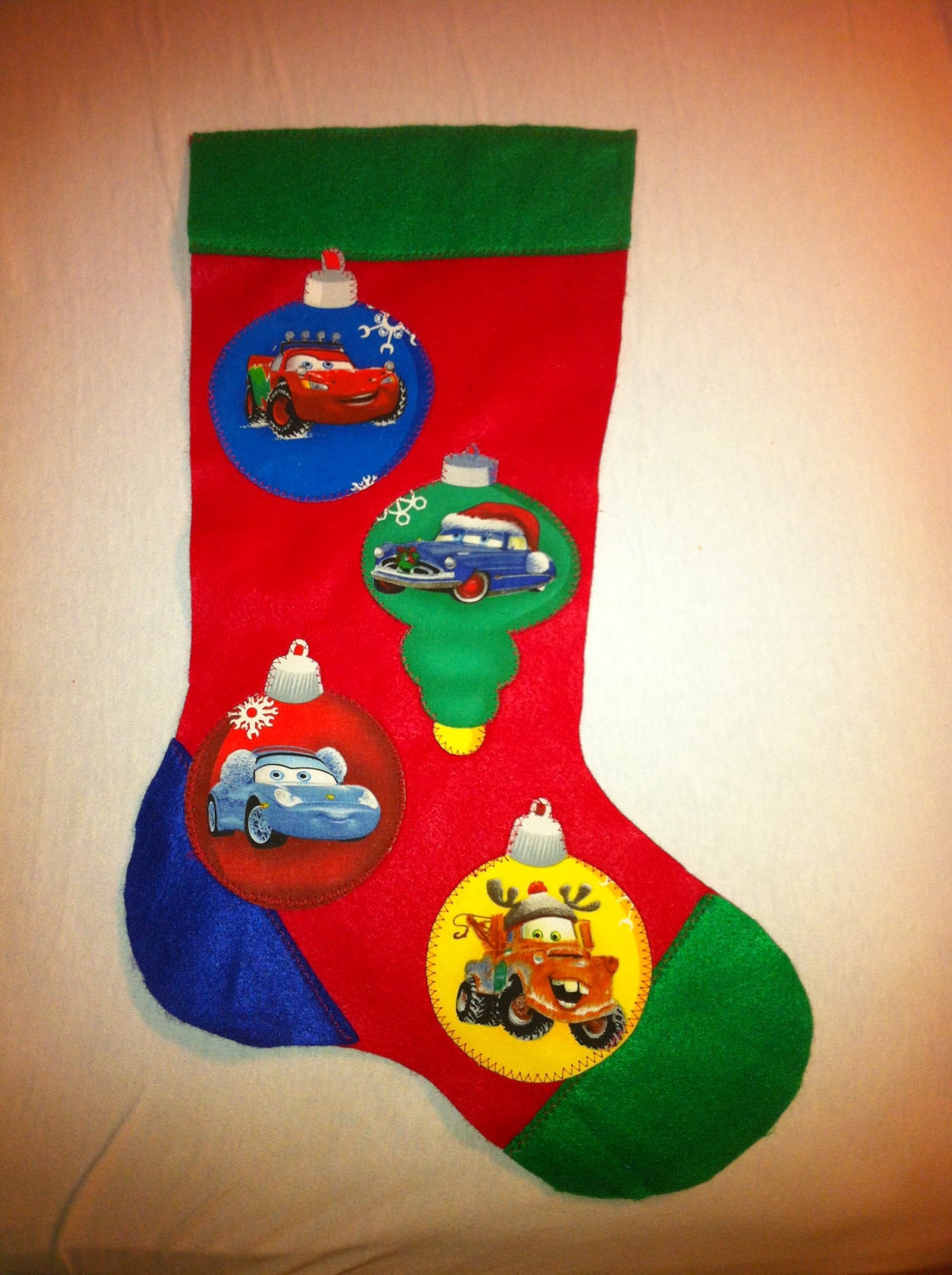 Cars Inspired Christmas Stocking by greatfulthread on Etsy