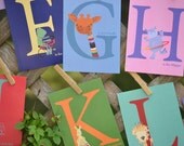 Childrens Art ABC Animal Alphabet Flash Cards 4x6 Wall Art Nursery Decor