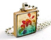 Scrabble Necklace Charm : Artist Leaf Series 8, Scrabble Tile Jewelry, Scrabble Pendant Game Tile