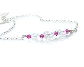 Fuchsia Heart Necklace, Handmade Sterling Silver & Swarovski Crystal Necklace
