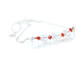 Red Heart Necklace, Handmade Swarovski Crystal & Sterling Silver Necklace