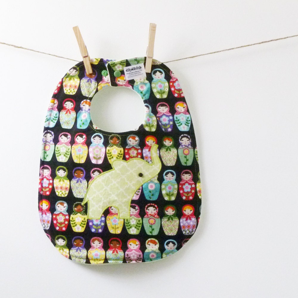 Matryoshka Doll Baby Gift - Handmade Baby Bib - Oversize with Snaps