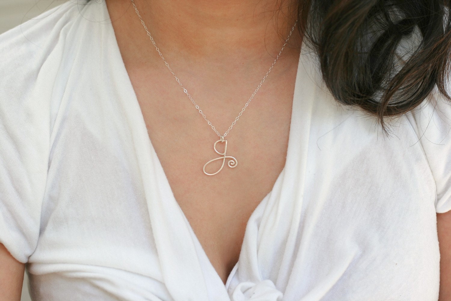 initial necklace. personalized initial in sterling silver. bridesmaid or friend gift. mothers initial necklace. gift for her. a-z letters.