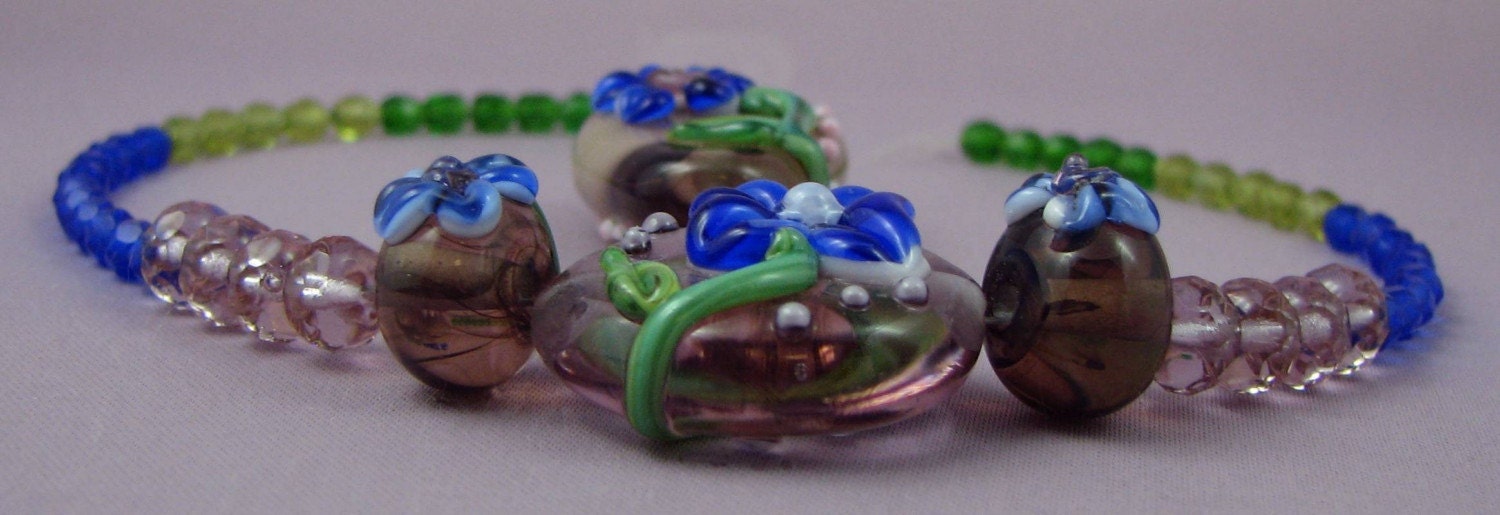 Cornflower Blue, Lampwork Bead Set by Graceful Creations