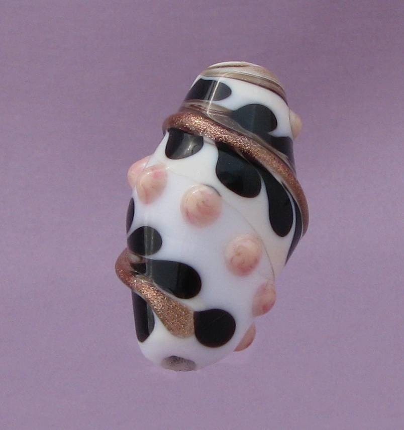 Black Lace and Gold, Lampwork bead by Graceful Creations