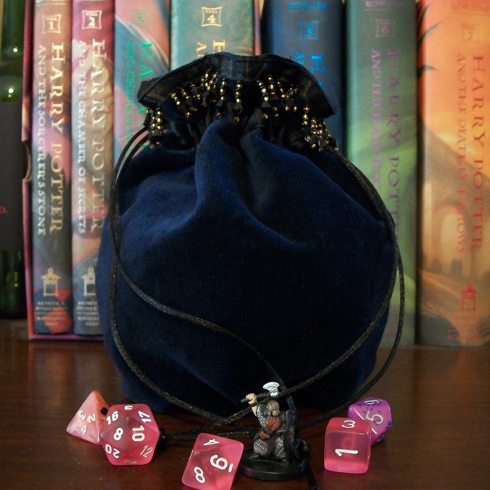 My Pretty Dice Bag - Beaded Blue Velvet Edition