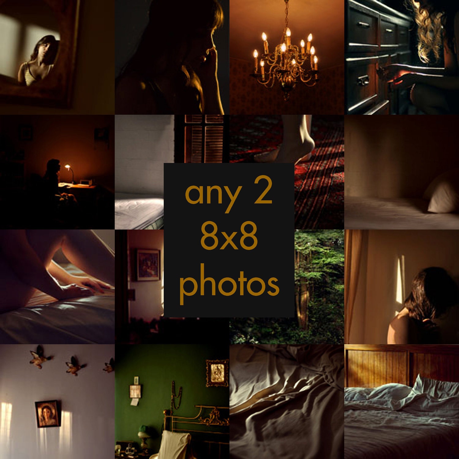 Set of Two 8x8 Photographs - Warm Natural Light Fine Art Photography