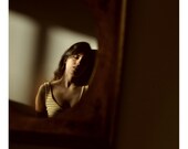 Girl and Light Reflection - 8x8 Fine Art Photograph - Warm Natural Light Woman Print