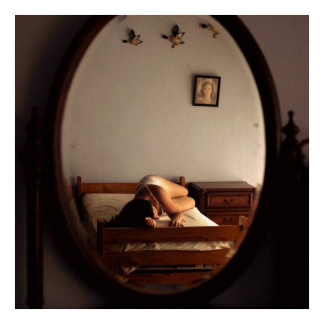 Reflection of Girl in Bedroom - 8x8 Fine Art Photograph - Sensual Natural Light Photography Print - ValeriaH