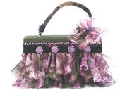purse, handbag, shabby chic, altered couture, violet, plum, pink, green floral - BoudicaBags
