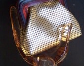 Vintage Coin Purse in Gold Vinyl with Kiss Closure