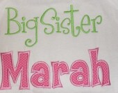Custom boutique appliqued monogrammed personalized big sister brother little middle sibling shirts tee t shirt tshirt boys girls