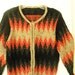 VIntage 70s, hand knit , cropped cardigan with multocor zigzag pattern. Size 6.