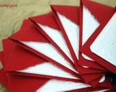 Blank Holiday Embossed Tone on Tone Set of 10 Snowflake Cards with Bright Red Envelopes, Handmade Paper Goods by mad4plaid on Etsy