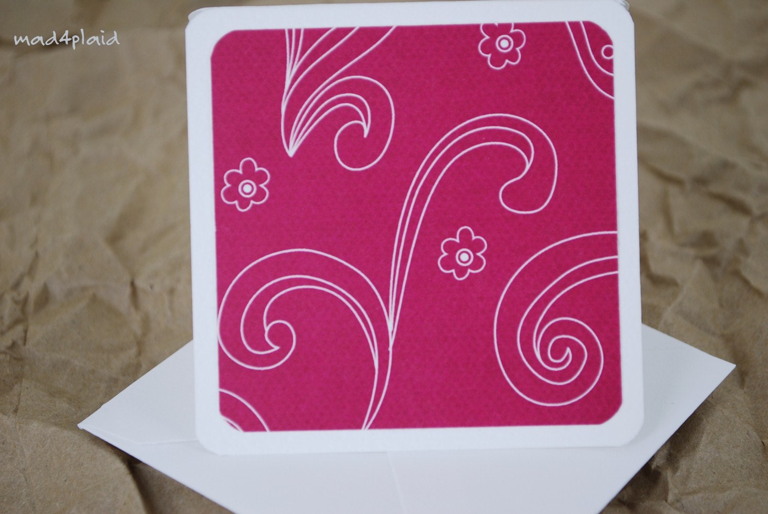 Blank Mini Card Set of 10, Doodle Swirl Design on White, Crisp White Envelopes, Handmade Paper Goods by mad4plaid on Etsy
