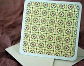 Blank Mini Card Set of 10, Mini Geometric Watercolor Floral on Sprout Green, Pale Green Envelopes, Handmade Paper Goods by mad4plaid on Etsy