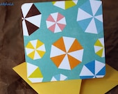 Blank Mini Card Set of 10, Summer Umbrella Design with Contrasting Pattern on the Inside, Lemon Yellow Envelopes, mad4plaid on Etsy