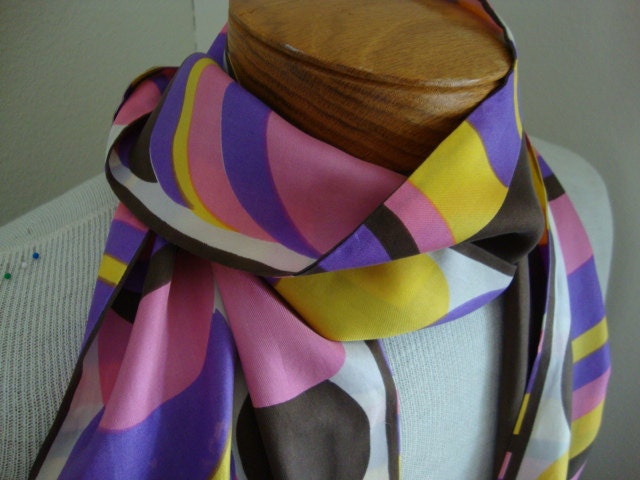 Sally Gee pink polka dots, vintage scarf neckerchief shawl