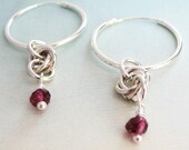 Breanna Earrings - garnet, sterling silver