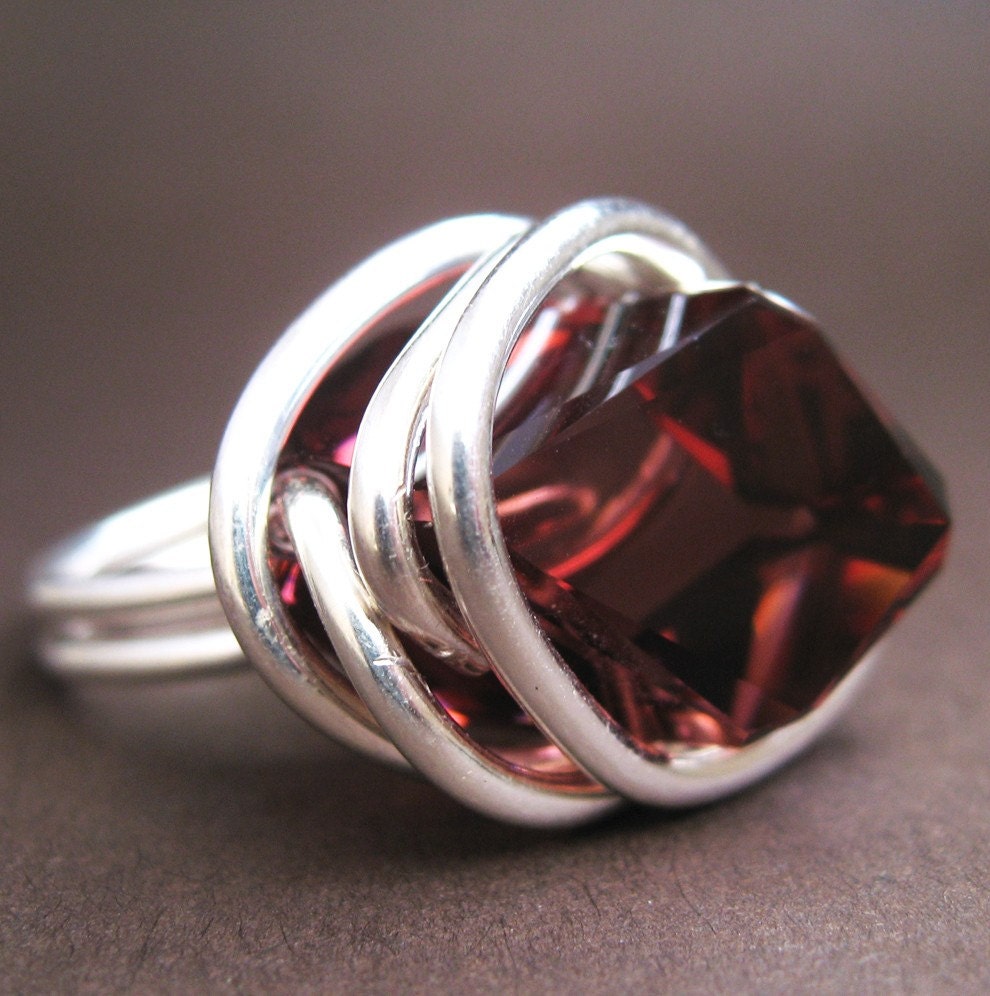 Kona Cocktail Ring - Swarovski crystal, fine silver wire