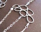 Chloe Necklace - sterling silver chains, silver plated over brass components, pearls, Swarovski crystal, glass
