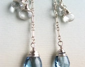 Rebecca Earrings - aquamarine, London blue topaz, sterling silver