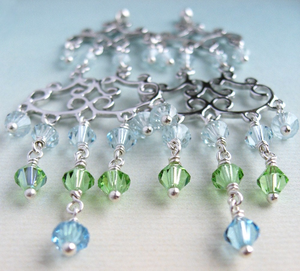 Marie Earrings - Swarovski crystal, sterling silver, rhodium plated sterling silver component