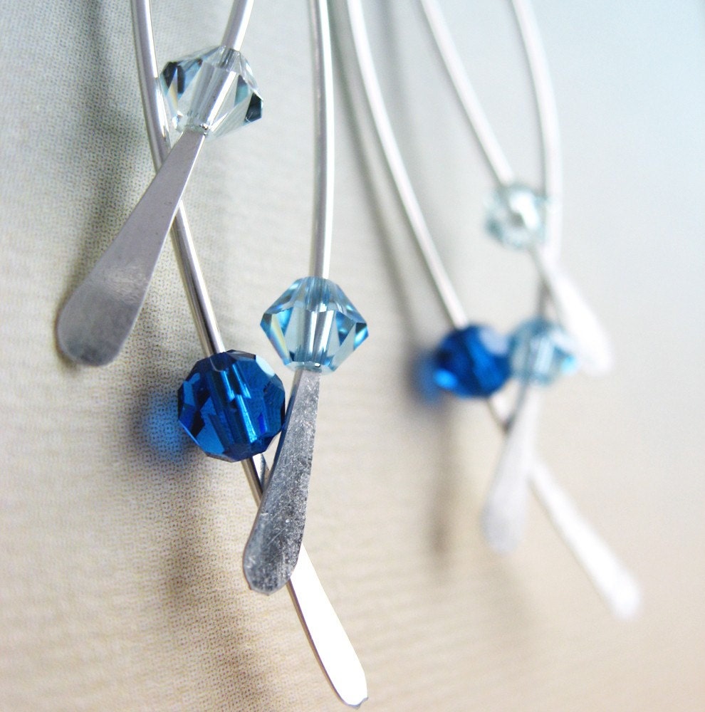 Azur Earrings - Swarovski crystals, sterling silver
